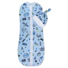 Пеленка (кокон на молнии) с шапочкой Amarobaby (Soft Hugs) 68/74 Комиксы