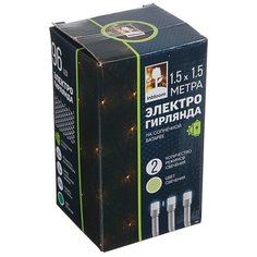 INBLOOM Гирлянда электрическая, сеть на солнечной батарее 96LED,1,5 1,5 м,шампань,2 реж, ПВХ зел,2V120Ma, 1.2V800mA