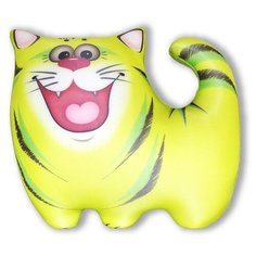 Антистрессовая игрушка-подушка Штучки, к которым тянутся ручки Котик Полосатик, зеленый