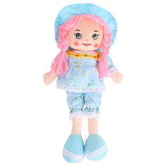 Кукла детская для девочек мягкая ТМ "Amore Bello", на батарейках, фразы на русском языке, стихотворение, песенка,цвет голубой.