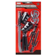 Игрушечное оружие ТМ "КОМПАНИЯ ДРУЗЕЙ", Серия "Маленький воин", Набор "Ниндзя". В наборе: меч, нунчаки, 2 манжета, сюрикены, метательные ножи.
