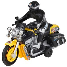 Машинка детская инерционная Мотоцикл AUTODRIVE на батарейках со светом и звуком, желтый, в/к 17,5*14*6,5см