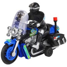 Машинка детская инерционная Мотоцикл AUTODRIVE на батарейках со светом и звуком, синий, в/к 17,5*14*6,5см