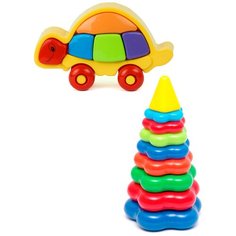 Набор развивающий: Логическая черепашка + Пирамида детская большая KAROLINA TOYS