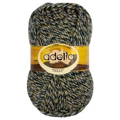 Пряжа Adelia Nelly мелажевая, 70 % шерсть, 30 % акрил, 100 г, 100 м, №13 хаки-т.синий (меланж)