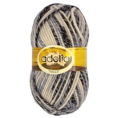 Пряжа Adelia Nelly секционного окрашивания, 70 % шерсть, 30 % акрил, 100 г, 100 м, №03 белый (натуральный)-серый-т.серый