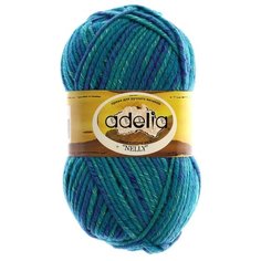 Пряжа Adelia Nelly секционного окрашивания, 70 % шерсть, 30 % акрил, 100 г, 100 м, №12 синий-т.бирюзовый