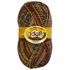 Пряжа Adelia Nelly секционного окрашивания, 70 % шерсть, 30 % акрил, 100 г, 100 м, №09 св.хаки-серый