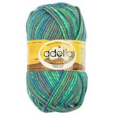 Пряжа Adelia Nelly секционного окрашивания, 70 % шерсть, 30 % акрил, 100 г, 100 м, №10 зеленый-св.синий