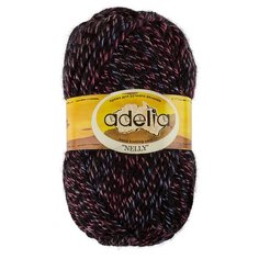 Пряжа Adelia Nelly мелажевая, 70 % шерсть, 30 % акрил, 100 г, 100 м, №20 черный-сиреневый-розовый