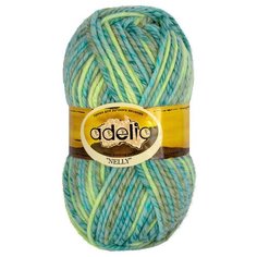 Пряжа Adelia Nelly секционного окрашивания, 70 % шерсть, 30 % акрил, 100 г, 100 м, №11 св.голубой-св.зеленый