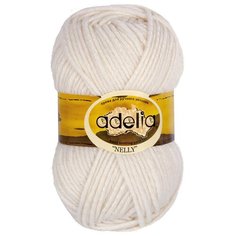 Пряжа Adelia Nelly однотонная, 70 % шерсть, 30 % акрил, 100 г, 100 м, №01 белый