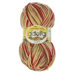 Пряжа ADELIA "JAKE" 75% шерсть, 25% нейлон 100 г 400 м ± 15 м 09 т.желтый/т.красный/т.зеленый/оранжевый