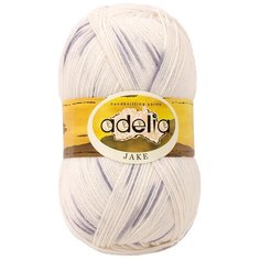 Пряжа ADELIA "JAKE" 75% шерсть, 25% нейлон 100 г 400 м ± 15 м 01 белый/серый