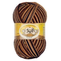 Пряжа ADELIA "JAKE" 75% шерсть, 25% нейлон 100 г 400 м ± 15 м 26 т.синий-песочный-св.коричневый-коричневый