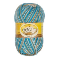 Пряжа ADELIA "JAKE" 75% шерсть, 25% нейлон 100 г 400 м ± 15 м 22 белый-песочный-бирюзовый-голубой