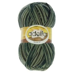 Пряжа ADELIA "JAKE" 75% шерсть, 25% нейлон 100 г 400 м ± 15 м 18 зеленый/т.зеленый/т.серый