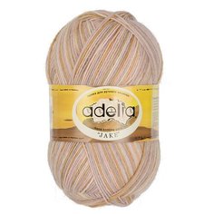 Пряжа ADELIA "JAKE" 75% шерсть, 25% нейлон 100 г 400 м ± 15 м 28 кремовый-св.бежевый-песочный-св.розовый-св.серый