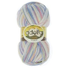 Пряжа ADELIA "JAKE" 75% шерсть, 25% нейлон 100 г 400 м ± 15 м 02 белый/желтый/розовый/голубой