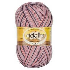 Пряжа ADELIA "JAKE" 75% шерсть, 25% нейлон 100 г 400 м ± 15 м 27 св.сиреневый-св.розовый-серый