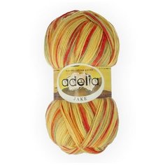 Пряжа ADELIA "JAKE" 75% шерсть, 25% нейлон 100 г 400 м ± 15 м 06 желтый/красный/оранжевый/зеленый