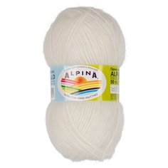 Пряжа ALPINA "ALPACA POLLO" 80% альпака, 20% акрил 50 г 125 м ± 6 м 01 белый
