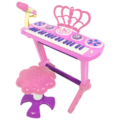 Детское пианино со стульчиком (2669-3708) розовое, 32 клавиши Lezile