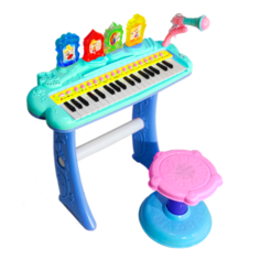 Детский синтезатор со стульчиком (2269-207) бирюзовый, 37 клавиш Combuy