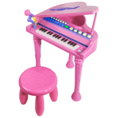 Детское пианино со стульчиком (2669-3205A) розовое, 32 клавиши Lezile