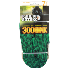 Поводок для собак Зооник капрон+латексная нить двойная зеленый 7 м 15 мм