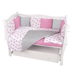 Борт в кроватку 12 предметов (12 подушек-бортиков) AmaroBaby SWEET (малин./белый, бязь)