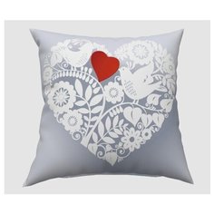 Фотоподушка "Ажурное сердце", 40*40 см. Сирень