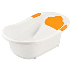 Ванночка ROXY-KIDS с анатомической горкой и сливом. Цвет вставок: оранжевый