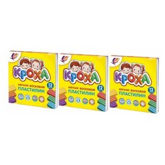 Пластилин мягкий ЛУЧ "Кроха", 12 цветов, 180 г, со стеком, картонная упаковка, 23С 1484-08 (3 штуки) 103668-3