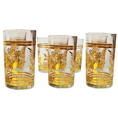 Набор стаканов, золотистый рисунок, стеклянный, 6 шт., стакан 10х6х6 см., MARMA MM-GSSET-01
