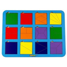 Развивающее пособие из дерева Сложи квадрат, Б.П.Никитин, 12 квадратов, ур. 1 Woodland