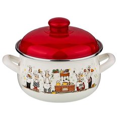 Кастрюля эмалированная Agness 951-020 "Повара" 1,7л, индукция