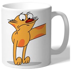 Кружка белая парная в подарок влюбленным - часть кота - котопёс Drabs