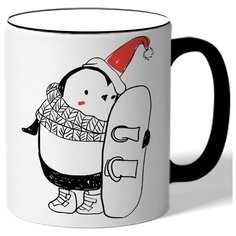 Кружка с цветной ручкой - пингвин со сноубордом Drabs