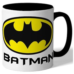 Кружка цветная Batman, силуэт в желтом круге Drabs