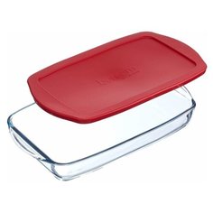 Форма для выпечки жаропрочная стеклянная прямоугольная с крышкой 1,95 литра Borcam 59006 лоток прямоугольный 33,6х19х5 см коробка