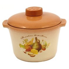 Кастрюля Ломоносовская Керамика Rustic Kitchen 0,5л с ручками и крышкой