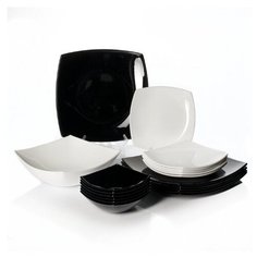 Столовый сервиз QUADRATO BLACK / WHITE 19 предметов 6 персон Luminarc