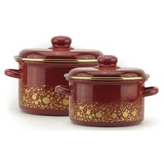 Набор эм.2пр. ЗОЛОТЫЕ РОССЫПИ (кастрюли цил. 2,0л; 3,0л) Эмаль