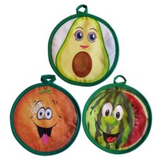 Набор для кухни Dorothys Home, прихватки (D17см) - 3шт, принт "Фрукты-овощи", диз.6