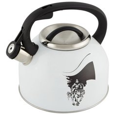 Чайник из нерж. стали "РУССКИЙ БОГАТЫРЬ" со свистком 2,5 л, окрашенный/с рисунком с изменением цвета Mallony