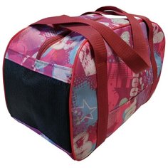 Сумка-переноска для животных прямоугольная с молнией 40*22*27 Теремок, СП-4_сердце, цвет "бордовый, белый, голубой, розовый"