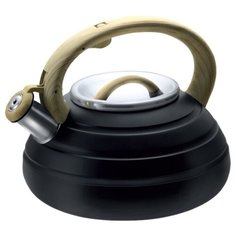 LR00-80 Black Чайник LARA (черный матовый) 3.0л Soft-touch индукц. капс. дно, свисток с кноп. Механизмом