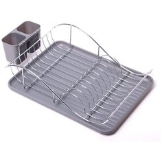 Сушилка для посуды 38*18*8см из хромированной стали с поддоном Kamille