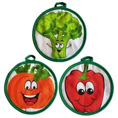 Набор для кухни Dorothys Home прихватки (D17см) - 3шт принт "Фрукты-овощи"